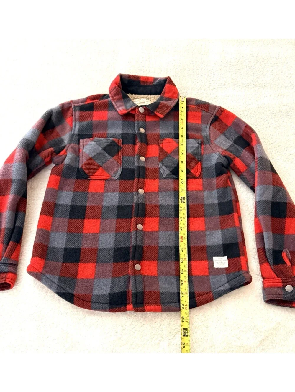 Weatherproof Vintage Boys M 10/12 Sherpa Lined Buffalo Plaid Jacket Red